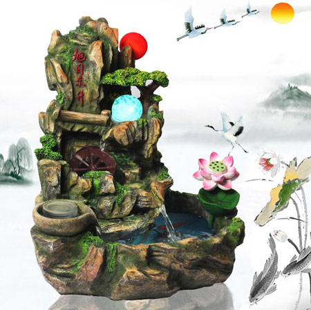 流水假山盆景 水景风水轮摆件