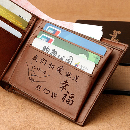 DIY定制牛皮休闲钱包